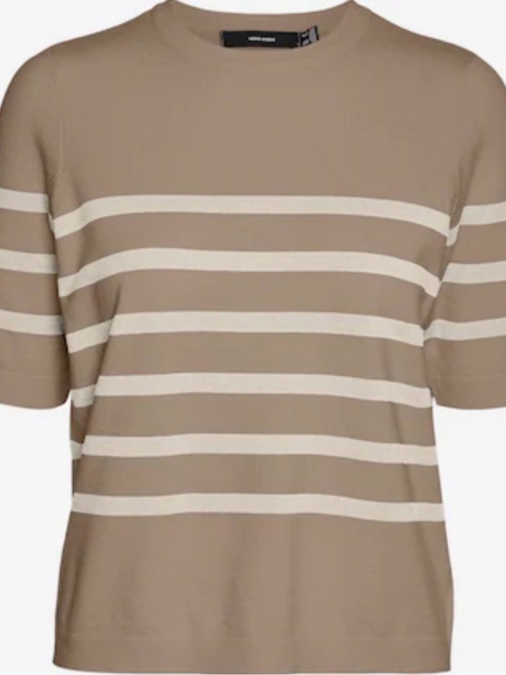 Vero Moda Taupe & Cream Striped Short-Sleeve Crewneck Top